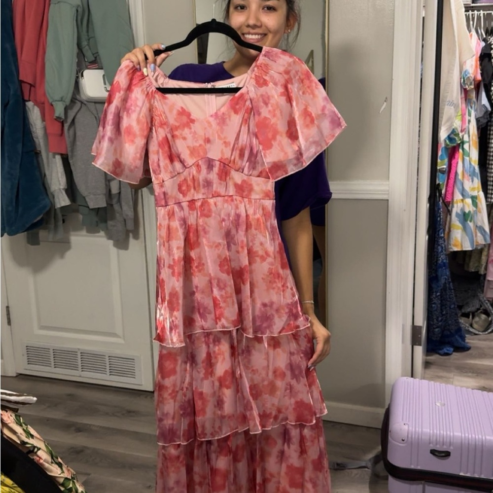 Elegant Pink Floral Dress